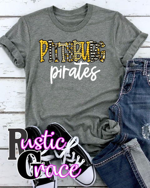 Rustic Grace Boutique Transfers Pittsburg Pirates Doodle Letters Transfer heat transfers vinyl transfers iron on transfers screenprint transfer sublimation transfer dtf transfers digital laser transfers white toner transfers heat press transfers