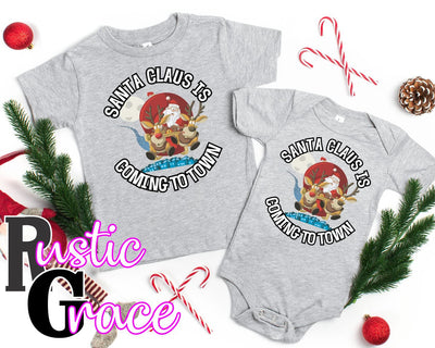Rustic Grace Boutique Transfers Santa Claus is Coming to Town Transfer heat transfers vinyl transfers iron on transfers screenprint transfer sublimation transfer dtf transfers digital laser transfers white toner transfers heat press transfers