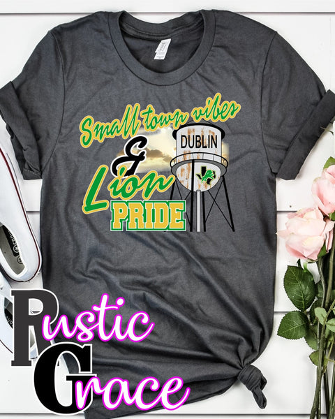 Rustic Grace Boutique Transfers Small Town Vibes & Dublin Lion Pride Transfer heat transfers vinyl transfers iron on transfers screenprint transfer sublimation transfer dtf transfers digital laser transfers white toner transfers heat press transfers