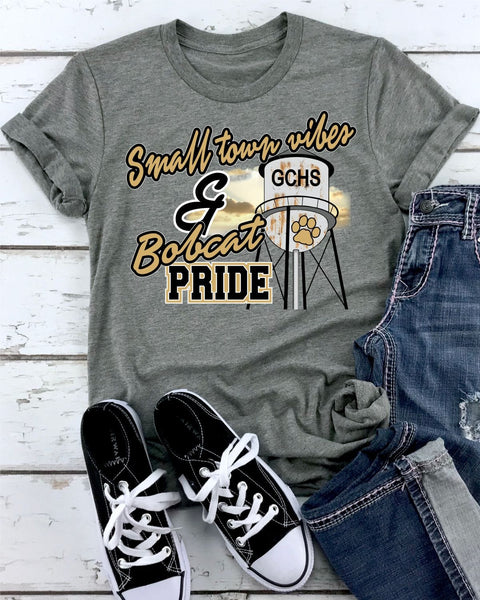 Rustic Grace Boutique Transfers Small Town Vibes & GCHS Bobcat Pride Transfer heat transfers vinyl transfers iron on transfers screenprint transfer sublimation transfer dtf transfers digital laser transfers white toner transfers heat press transfers
