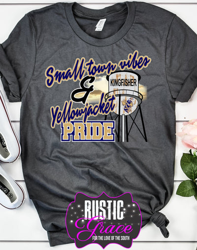 Rustic Grace Boutique Transfers Small Town Vibes & Kingfisher Yellow Jacket Pride Transfer heat transfers vinyl transfers iron on transfers screenprint transfer sublimation transfer dtf transfers digital laser transfers white toner transfers heat press transfers