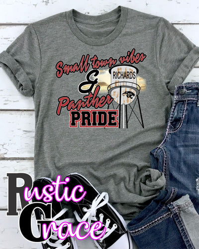 Rustic Grace Boutique Transfers Small Town Vibes & Richards Panther Pride Transfer heat transfers vinyl transfers iron on transfers screenprint transfer sublimation transfer dtf transfers digital laser transfers white toner transfers heat press transfers