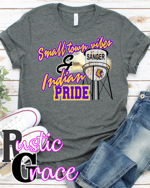 Rustic Grace Boutique Transfers Small Town Vibes & Sanger Indian Pride Transfer heat transfers vinyl transfers iron on transfers screenprint transfer sublimation transfer dtf transfers digital laser transfers white toner transfers heat press transfers