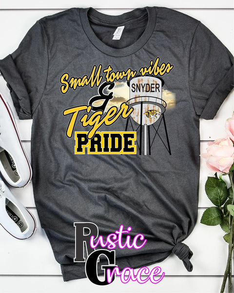 Rustic Grace Boutique Transfers Small Town Vibes & Snyder Tiger Pride Transfer heat transfers vinyl transfers iron on transfers screenprint transfer sublimation transfer dtf transfers digital laser transfers white toner transfers heat press transfers