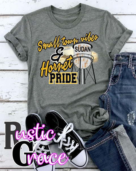 Rustic Grace Boutique Transfers Small Town Vibes & Sudan Hornet Pride Transfer heat transfers vinyl transfers iron on transfers screenprint transfer sublimation transfer dtf transfers digital laser transfers white toner transfers heat press transfers