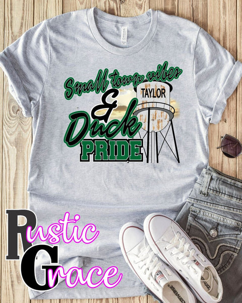 Rustic Grace Boutique Transfers Small Town Vibes & Taylor Duck Pride Transfer heat transfers vinyl transfers iron on transfers screenprint transfer sublimation transfer dtf transfers digital laser transfers white toner transfers heat press transfers