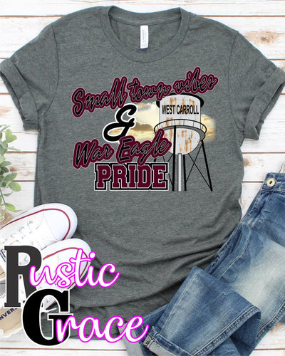 Rustic Grace Boutique Transfers Small Town Vibes & West Carroll War Eagle Pride Transfer heat transfers vinyl transfers iron on transfers screenprint transfer sublimation transfer dtf transfers digital laser transfers white toner transfers heat press transfers