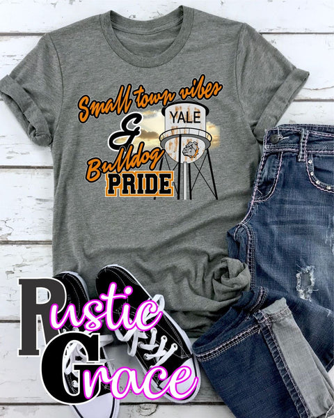 Rustic Grace Boutique Transfers Small Town Vibes & Yale Bulldog Pride Transfer heat transfers vinyl transfers iron on transfers screenprint transfer sublimation transfer dtf transfers digital laser transfers white toner transfers heat press transfers