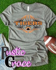 Rustic Grace Boutique Transfers Tigers Football Two Tone Outline Transfer heat transfers vinyl transfers iron on transfers screenprint transfer sublimation transfer dtf transfers digital laser transfers white toner transfers heat press transfers