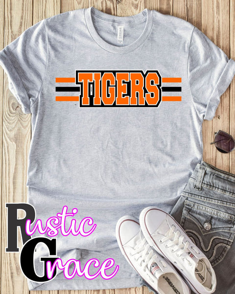 Rustic Grace Boutique Transfers Tigers Word Striped Transfer heat transfers vinyl transfers iron on transfers screenprint transfer sublimation transfer dtf transfers digital laser transfers white toner transfers heat press transfers