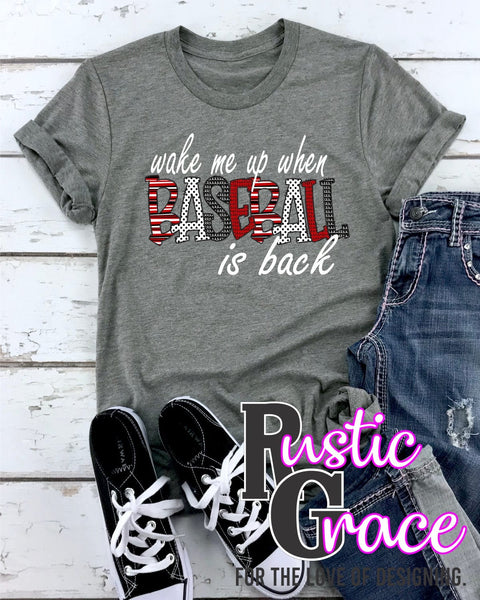 Rustic Grace Boutique Transfers Wake Me Up when Baseball is Back Transfer heat transfers vinyl transfers iron on transfers screenprint transfer sublimation transfer dtf transfers digital laser transfers white toner transfers heat press transfers