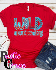 Rustic Grace Boutique Transfers Wild About Reading Transfer heat transfers vinyl transfers iron on transfers screenprint transfer sublimation transfer dtf transfers digital laser transfers white toner transfers heat press transfers