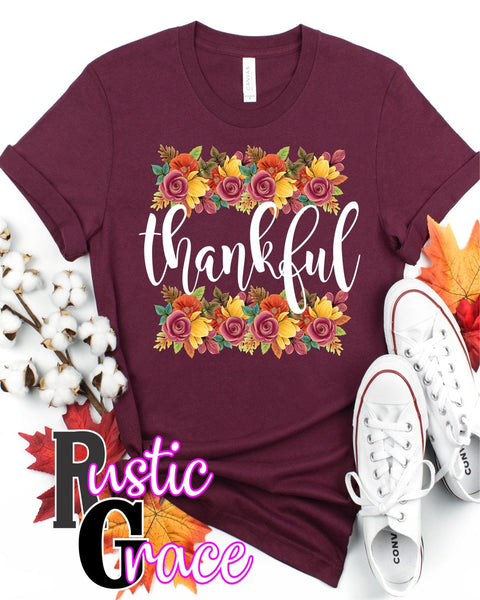 Rustic Grace Transfers Thankful Fall Floral Transfer heat transfers vinyl transfers iron on transfers screenprint transfer sublimation transfer dtf transfers digital laser transfers white toner transfers heat press transfers