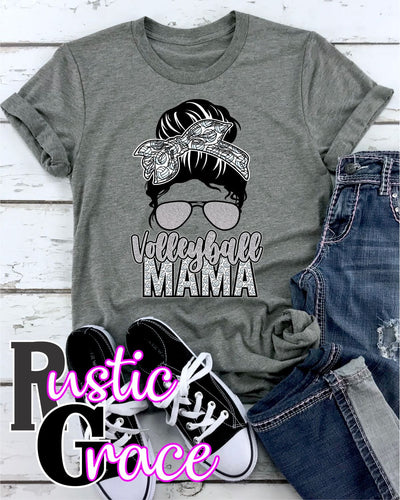 Rustic Grace Transfers Volleyball Mama Messy Bun Transfer heat transfers vinyl transfers iron on transfers screenprint transfer sublimation transfer dtf transfers digital laser transfers white toner transfers heat press transfers