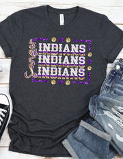 Sanger Indians Rectangle with Dots DTF Transfer