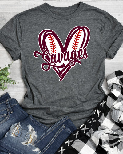 Savages Baseball Heart Transfer
