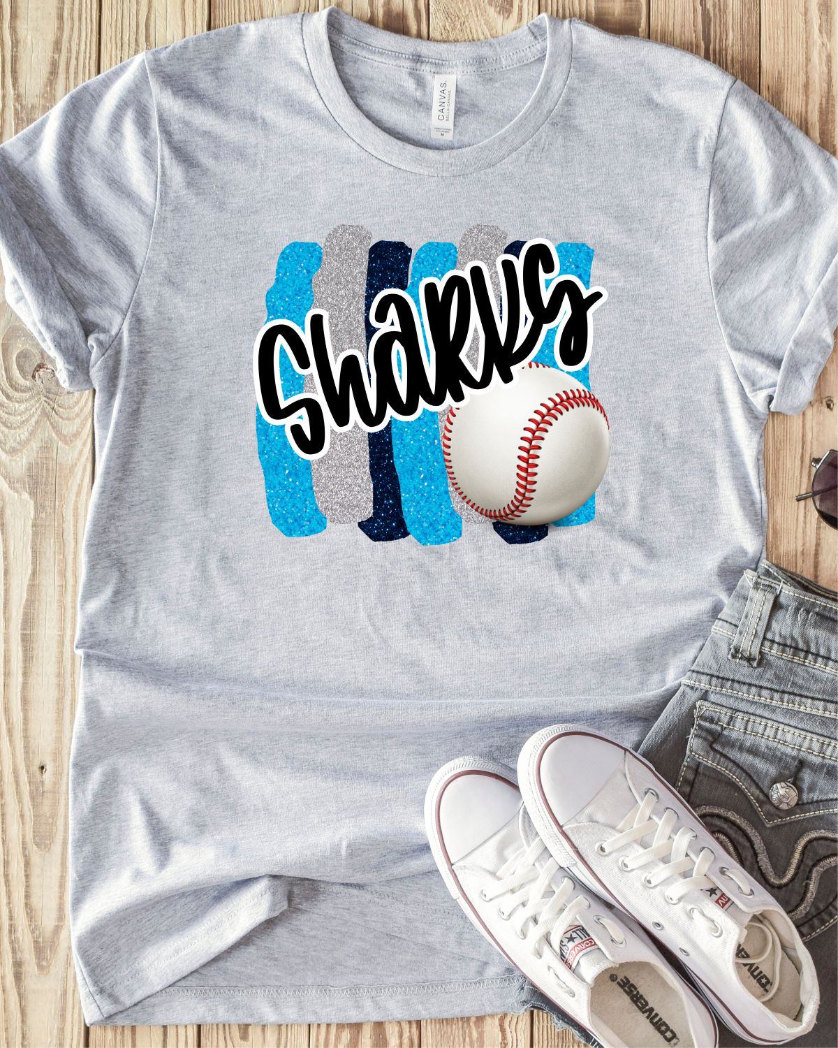 Sharks Baseball Swash Transfer – Rustic Grace Heat Transfer Company