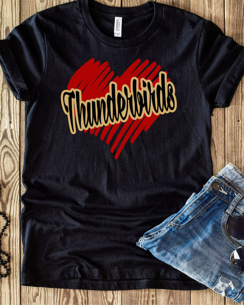 Thunderbirds Scribble Heart DTF Transfer