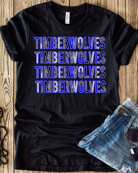 Timberwolves Repeating Split Lettering Transfer