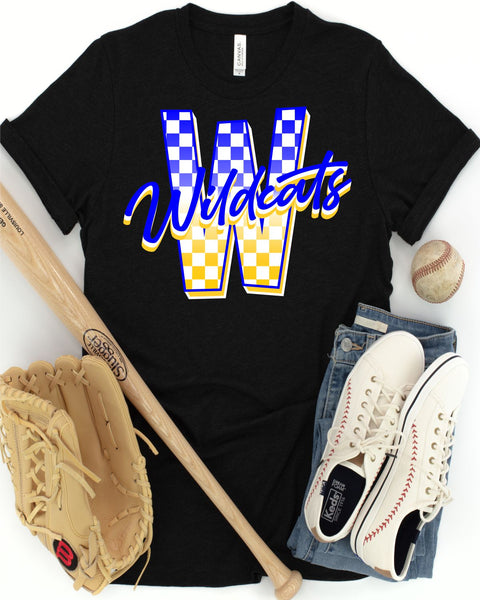 Wildcats Checkered Letter DTF Transfer – Rustic Grace Heat Transfer Company