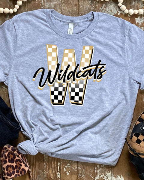 Wildcats Checkered Letter DTF Transfer