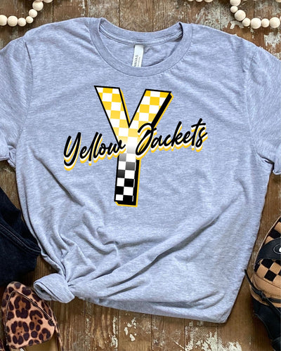 Yellow Jackets Checkered Letter DTF Transfer